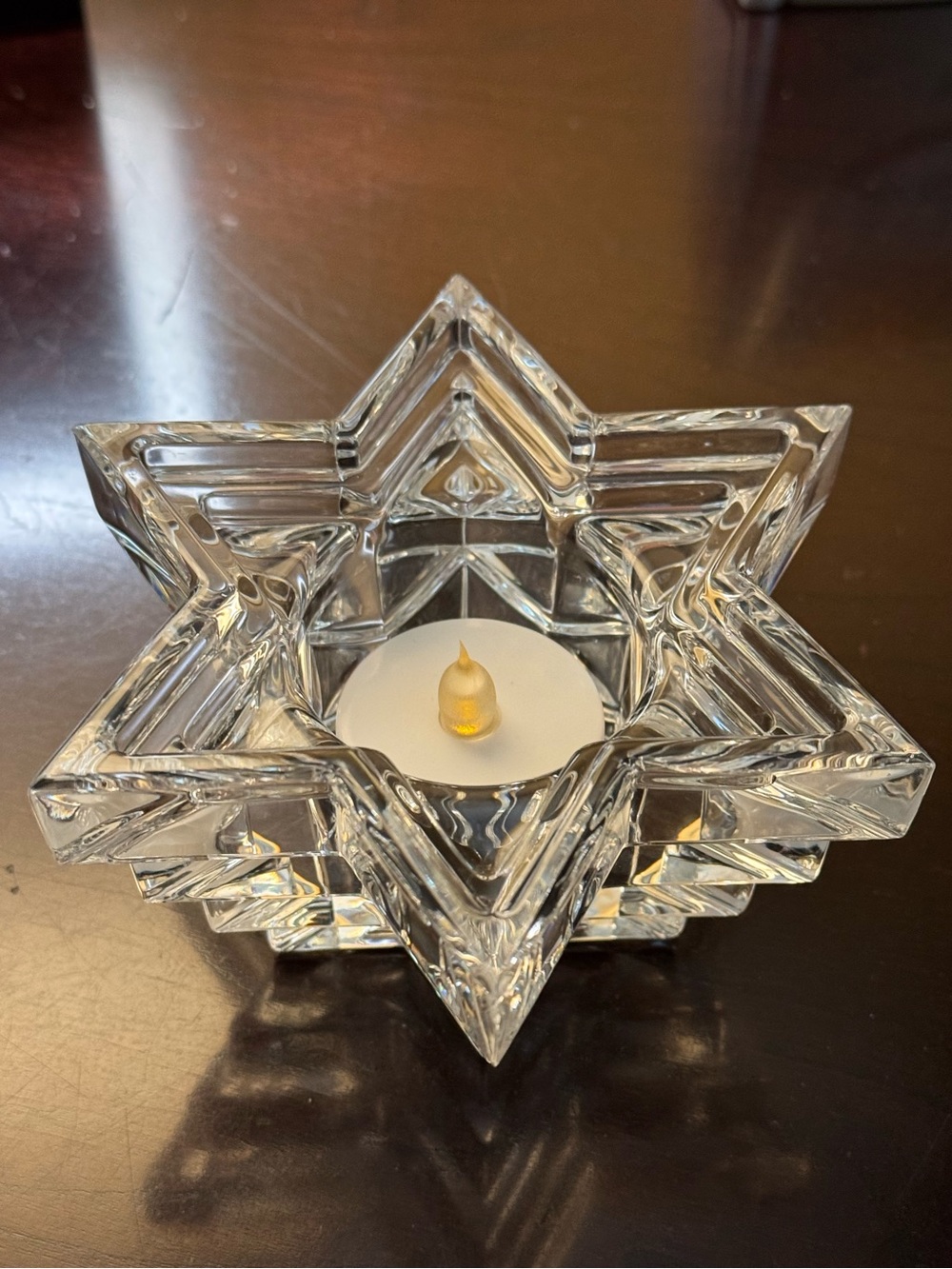STAR OF DAVID (Six/Point Star) - 24% German Lead Crystal Candle Holder by WMF